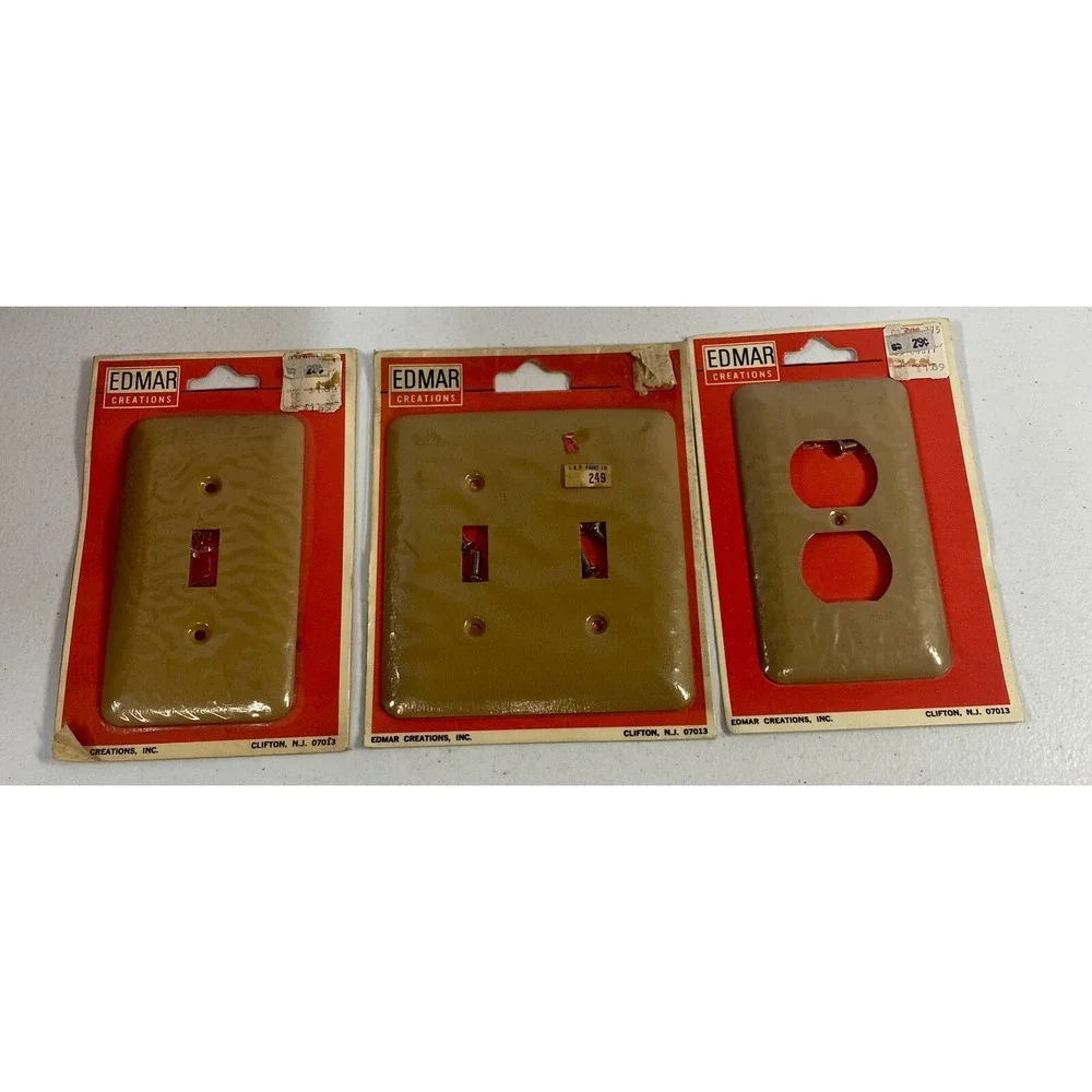*BRAND NEW* Vintage Edmar Creations Metal Outlet Cover Dark Tan Light switch X3